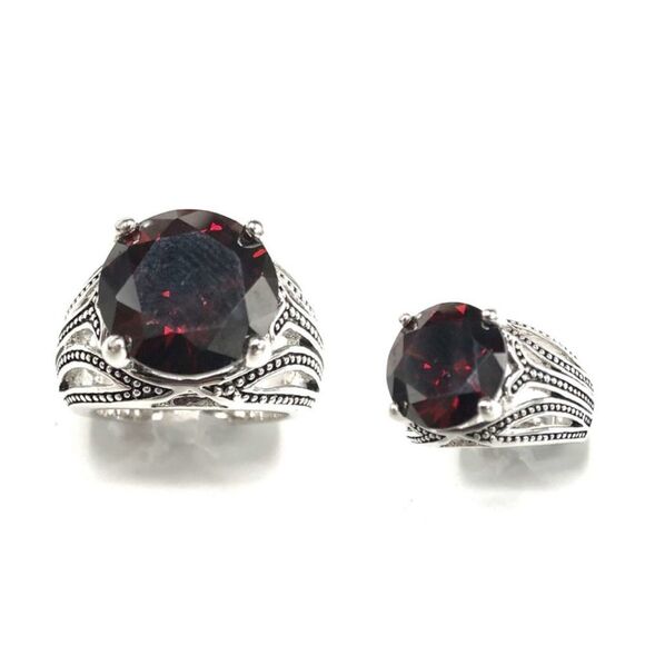 Antiqued Rhodium overlay ring red size 6, 6.5 - Picture 1 of 1